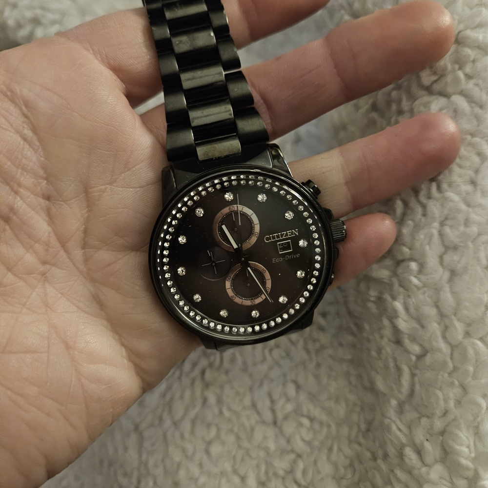 Citizen Eco-Drive Black Watch with Crystal Accents - Picture 7 of 8